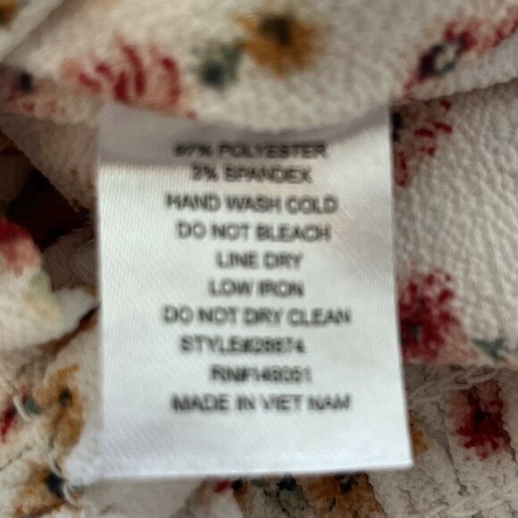 Monteau Button Front Top Womens XL Cream Pink Sweetheart Neck Floral - Picture 8 of 8